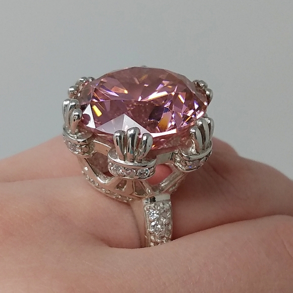 New huge sterling silver pink gemstone ring 925 - Picture 5 of 7